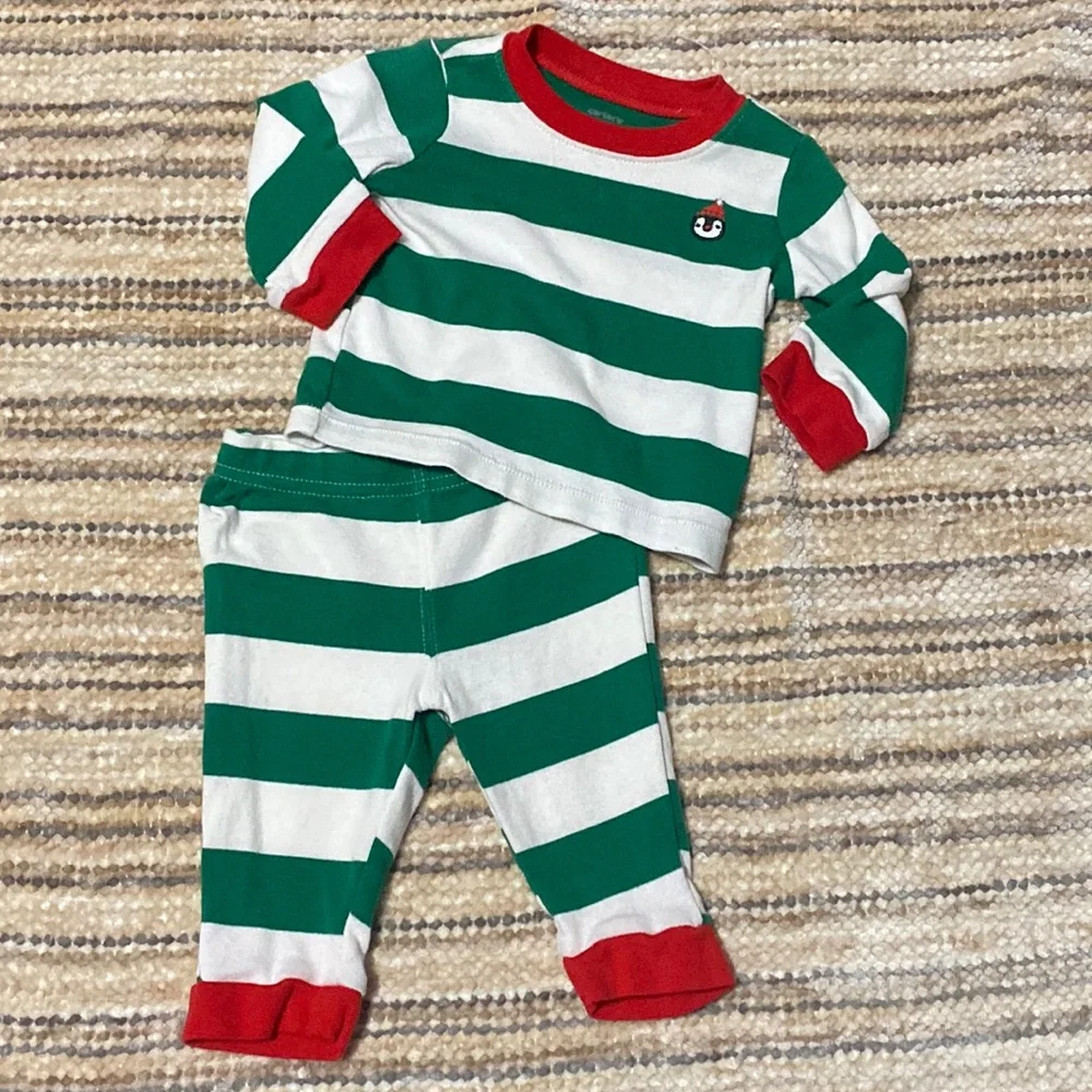 Carters Baby Boy Moose Joggers Penguin Stripes Pajamas Outfit Bundle Lot 6M